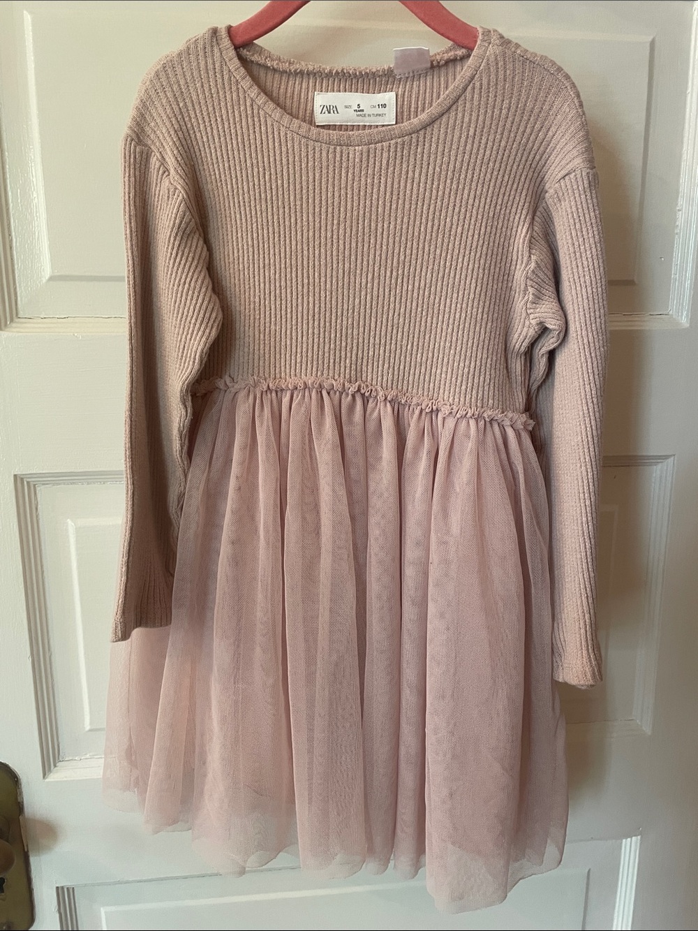 Zara Girls Blush Pink Knit Top with Tulle Skirt